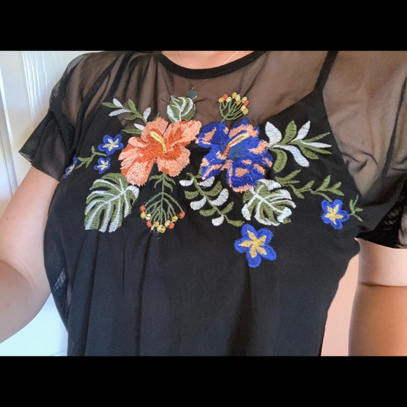 Xhilaration Sheer Embroidered Blouse - Picture 2 of 5